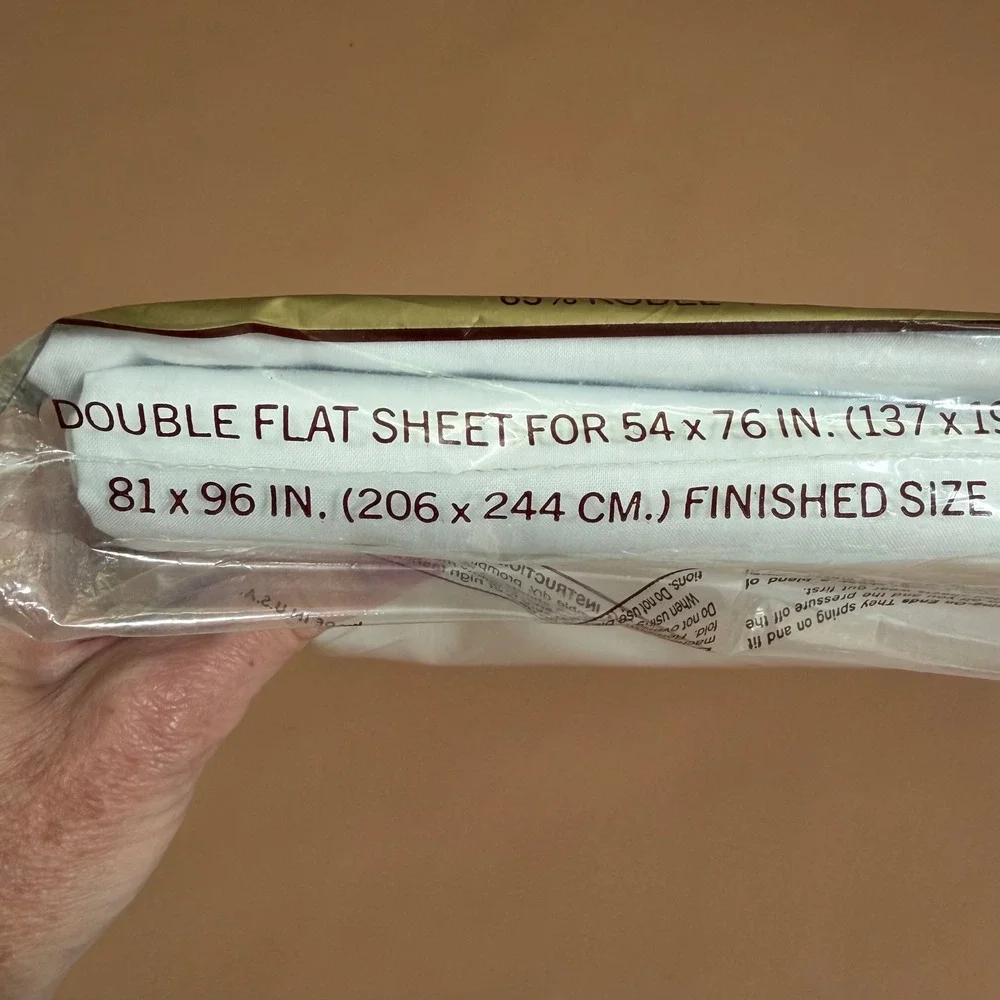 Springmaid Wondercale White Double Flat Sheet No-Iron Percale 81x96 NOS